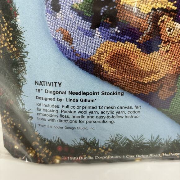 Bucilla Needlepoint Christmas Stocking Kit NATIVITY Manger Family Gillum 60712 - Picture 3 of 6